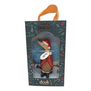 DCUK Christmas Dinky Duck - Santa Figurine Holly NEW in Box